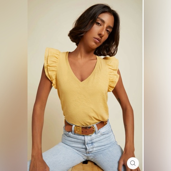 Nation LTD Tops - Nation LTD Mustard Yellow RYLAN CONTRAST RUFFLE TANK
Women’s Large 8 10 12 14